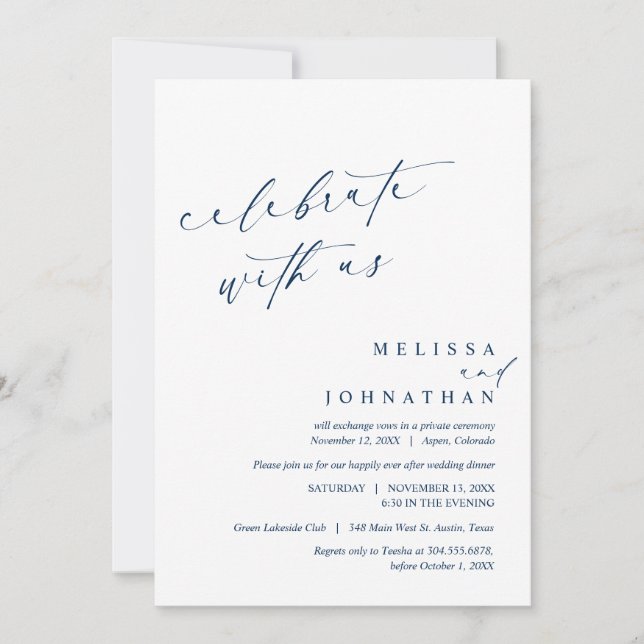 Celebrate with the newlyweds, Wedding Elopement Invitation (Front)