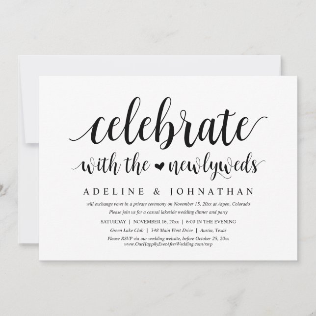 Celebrate with the Newlyweds, Wedding Elopement Invitation (Front)