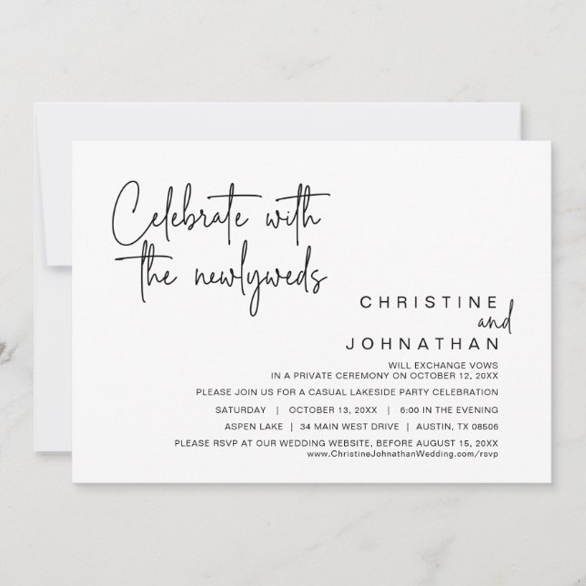 Celebrate with the newlyweds, Wedding Elopement Invitation (Front)
