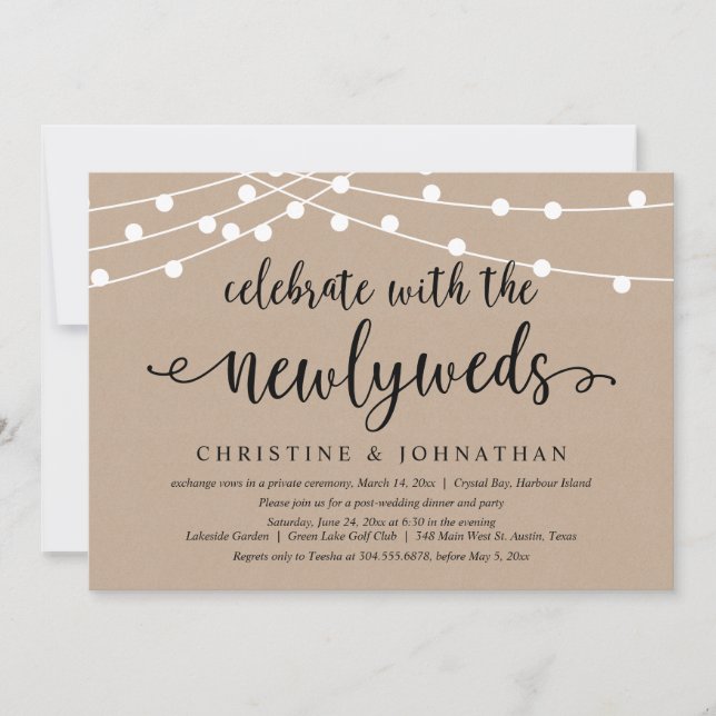 Celebrate with the newlyweds, Wedding Elopement Invitation (Front)