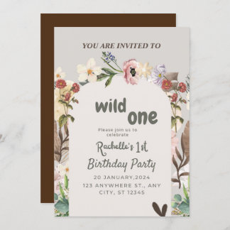 Celebrate With Us 1st birthday Wild flower   Invitation