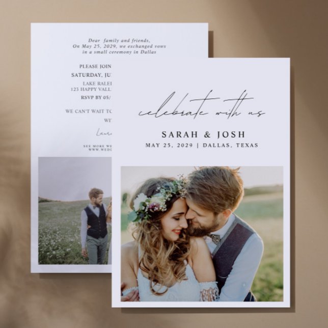 Celebrate With Us 2 Photo Wedding Reception Announcement (Personalize this wedding reception invite with your photos & personal deets - simple, easy, done!
)