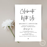 Celebrate with us, Black, Wedding Elopement Invitation<br><div class="desc">Beautiful Modern Beautiful Casual Minimal,  Black Script font,  Wedding Elopement Announcement,  Invitation card (Celebrate with us). This is perfect for your wedding reception and post-wedding celebration party. Add your details in matching font / lettering.
#TeeshaDerrick</div>