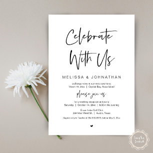 Celebrate with us, Black, Wedding Elopement Invitation