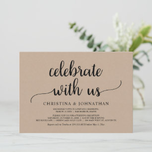 Celebrate with us, Brown Kraft Elopement Invitation