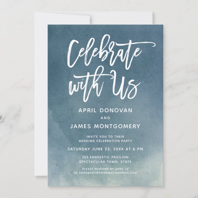 Celebrate with Us Brush Typography Ombre Invitation (Front)