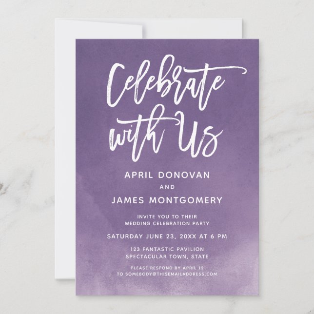 Celebrate with Us Brush Typography Ombre Invitation (Front)