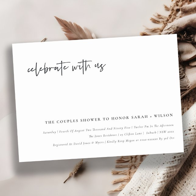 Celebrate With Us Calligraphy Couple Shower Invite (Creator Uploaded)