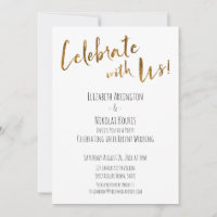 Celebrate With Us! Casual Gold Script Reception