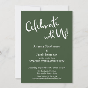 "Celebrate with Us!" Casual Green Wedding Party Invitation