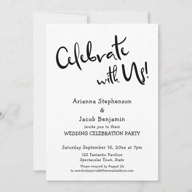 "Celebrate with Us!" Casual Simple Wedding Party Invitation (Front)