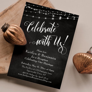 Celebrate with Us! Chalkboard String Lights Invitation