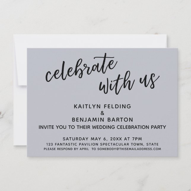 Celebrate with Us Dusty Blue Reception-Only Invitation (Front)