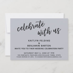 Celebrate with Us Dusty Blue Reception-Only Invitation