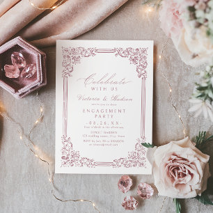 Celebrate With Us! Dusty Pink Vintage Engagement  Invitation