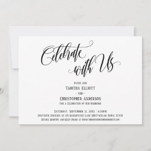 Celebrate with Us Elaborate Script Black & White Invitation