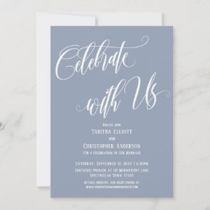 Celebrate with Us Elaborate Script Dusty Blue Invitation