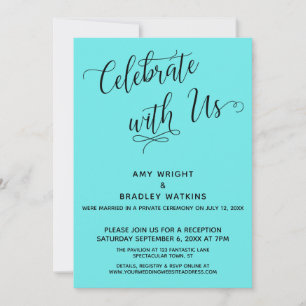 Celebrate with Us Elegant Aqua Reception-Only Invitation