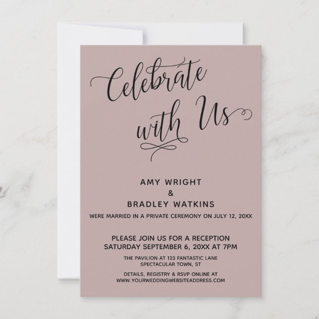 Celebrate with Us Elegant Dusty Rose Reception Invitation (Front)