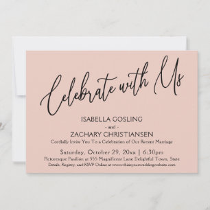 Celebrate with Us Elegant Handwriting Blush Pink Invitation