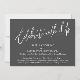 Celebrate with Us Elegant Handwriting Dark Grey Invitation