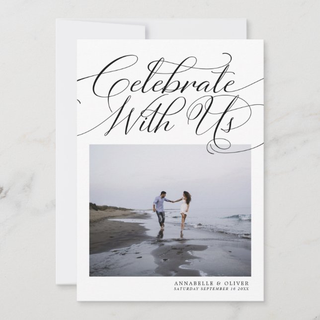 Celebrate With Us | Elegant Photo Wedding Invitati Invitation (Front)