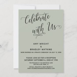 Celebrate with Us Elegant Sage Reception-Only Invitation