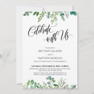 Celebrate with Us Eucalyptus Greenery Reception Invitation