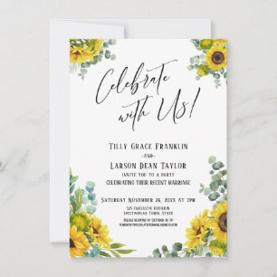 Celebrate with Us! Eucalyptus Sunflower Reception Invitation