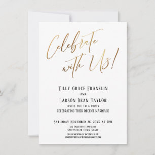 Celebrate with Us! Gold Elegant Wedding Party Invitation