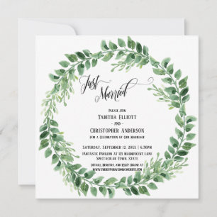 Celebrate with Us Green Wreath Reception-Only Invitation