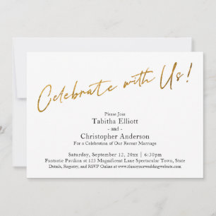 Celebrate with Us Handwriting Gold Basic Reception Invitation