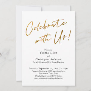 Celebrate with Us Handwriting Gold Basic Reception Invitation