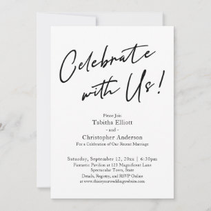 Celebrate with Us Handwriting Simple Black & White Invitation