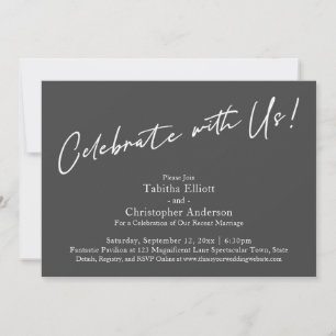 Celebrate with Us Handwriting Simple Dark Grey Invitation
