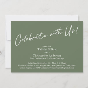 Celebrate with Us Handwriting Simple Olive Green Invitation