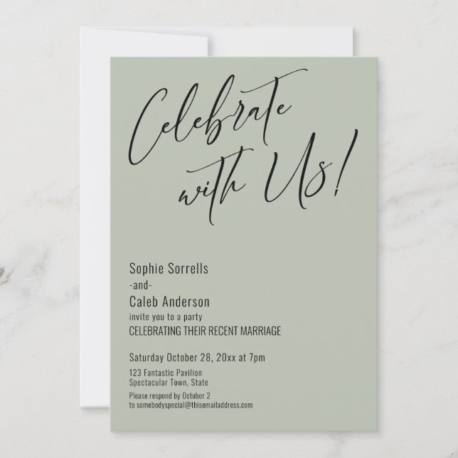 Celebrate with Us! Modern Elegant Sage Green Party Invitation (Front)