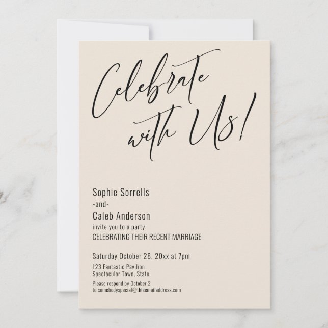 Celebrate with Us! Modern Elegant Wedding Party Invitation (Front)