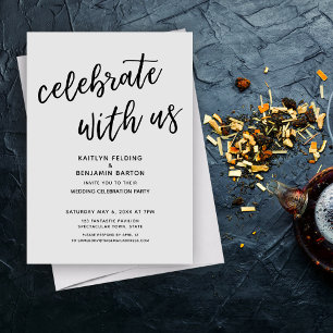 "Celebrate with Us" Modern Gray Wedding Party Invitation