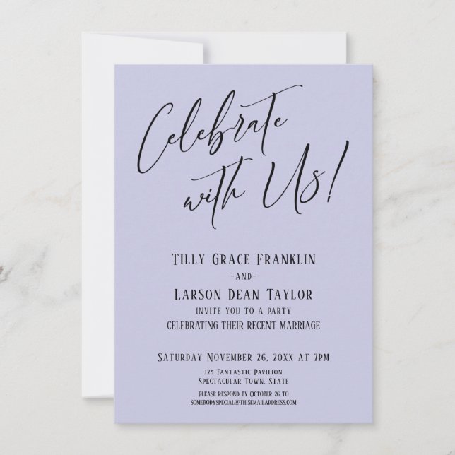 Celebrate with Us! Modern Lavender Wedding Party Invitation (Front)