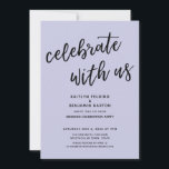 "Celebrate with Us" Modern Lavender Wedding Party Invitation<br><div class="desc">Invite your guests to your wedding celebration with the help of these simple invitation cards. In the design I've used a casual, modern, handwritten font to create a graphic typography overlay reading "celebrate with us". Fill in the template blanks with your details to personalise the design. All layers were left...</div>