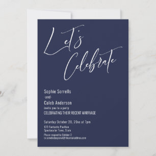 Celebrate with Us! Modern Navy Blue Wedding Party  Invitation