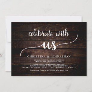 Celebrate with us, Modern Rustic Elopement Dinner Invitation