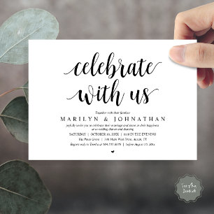 Celebrate with us, Modern Wedding Elopement Dinner Invitation