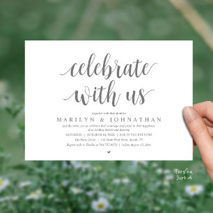 Celebrate with us, Modern Wedding Elopement Dinner Invitation