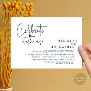 Celebrate with us, Modern Wedding Elopement Dinner Invitation