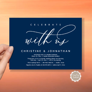 Celebrate with us, Modern Wedding Elopement Dinner Invitation