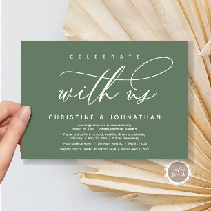 Celebrate with us, Modern Wedding Elopement Dinner Invitation