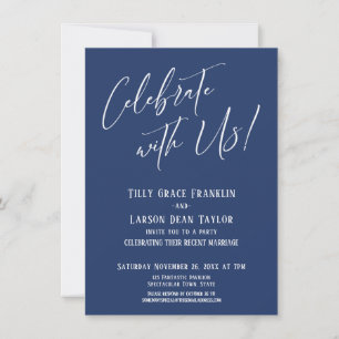 Celebrate with Us! Modern Wedding Party Navy Invitation