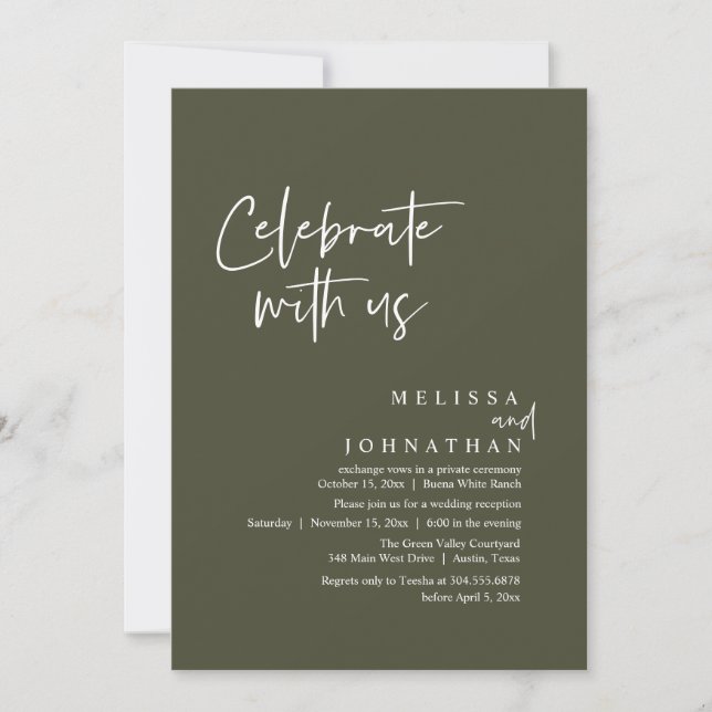 Celebrate with us, Modern Wedding Reception Invitation (Front)